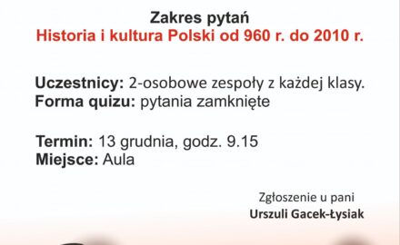 plakat konkursu quiz historii i kultury Polski